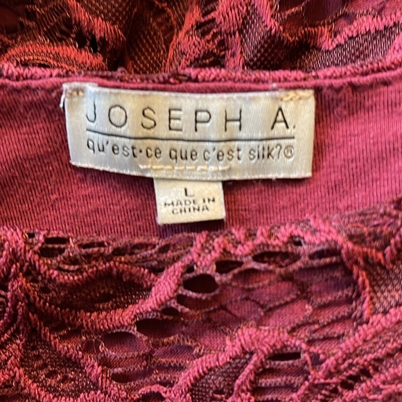 Joseph A. Maroon Lacey Raglan Sleeve scoop Neck Top Size L - Picture 3 of 5